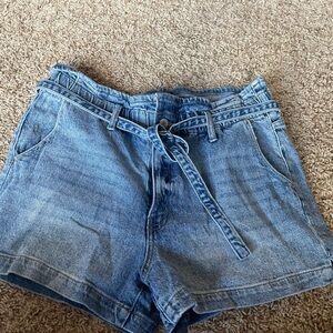 Kancan Denim High-Waisted belted paper bag Short